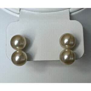 Antique Edwardian  Art Deco Vintage silver double pearl drop screwback earrings